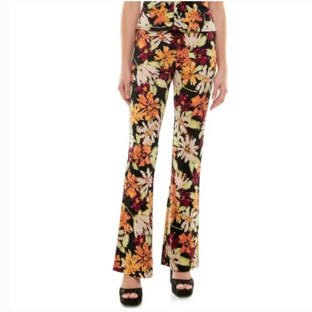 WAYF Floral Flare Elastic Bohemian/ Boho/ Hippie Pants size M